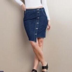 Wash Lab Women's Denim Asymmetrical Mini Skirt Blue Size 29